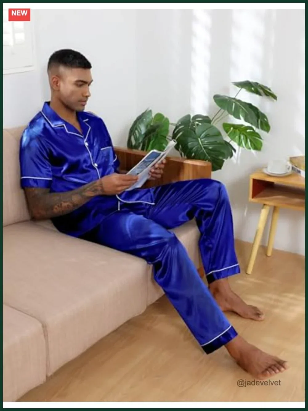 Mens Silk Satin Pajama Set Short Sleeve Button Down Pjs Loungewear 2 Piece